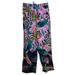 Anthropologie Women's sz S Raphael Balme Peacock Flannel Sleep Pants
